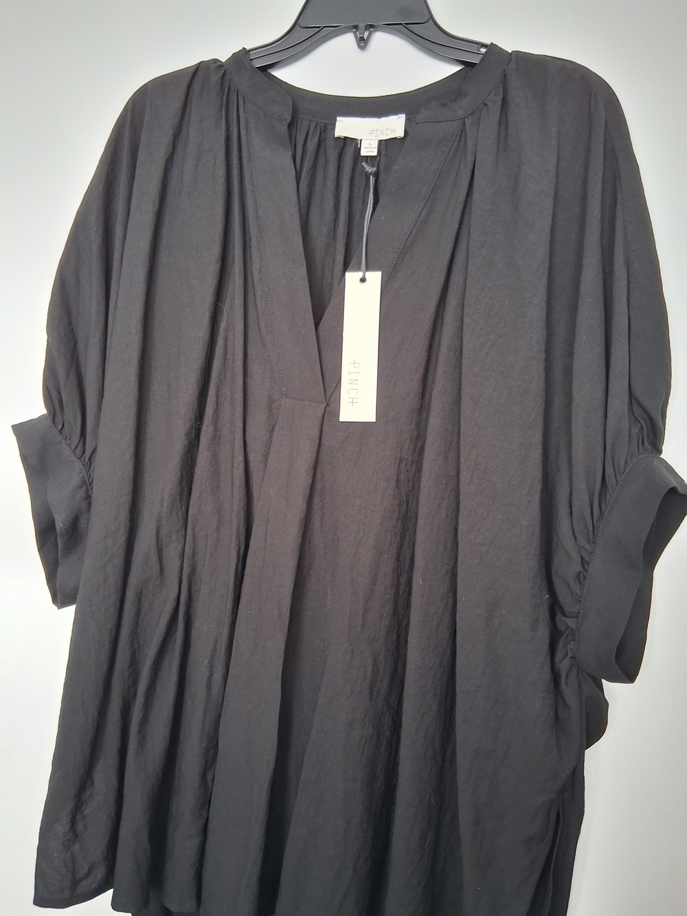 Pinch Black Pleated V-Neck Tunic Top